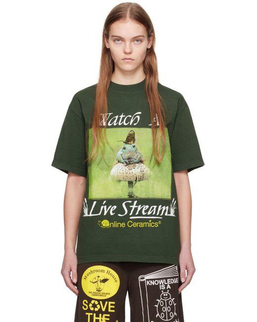 ONLINE CERAMICS Green 'watch A Live Stream' T-shirt