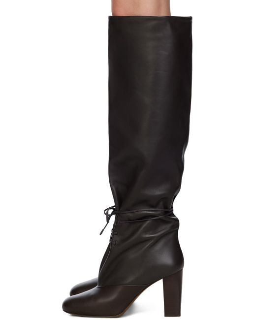 Lemaire Black Brown Tall Lace-up Boots