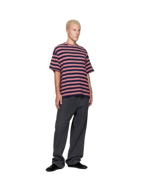 Jil Sander Purple Striped T-Shirt for men