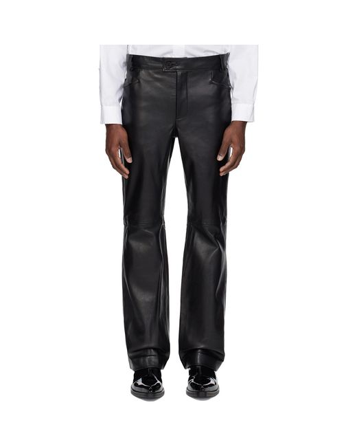 Ernest W. Baker Black Flare Leather Pants for men