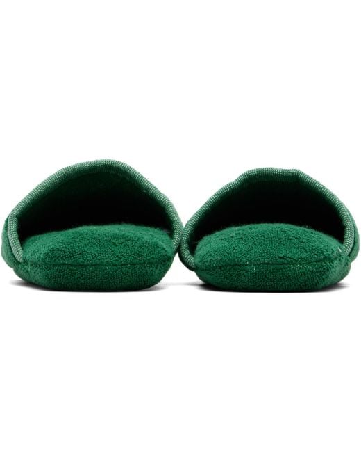 Versace Green Cotton-Terry Jacquard Slippers