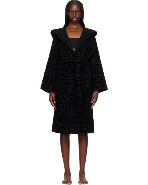Versace Black Allover Bathrobe