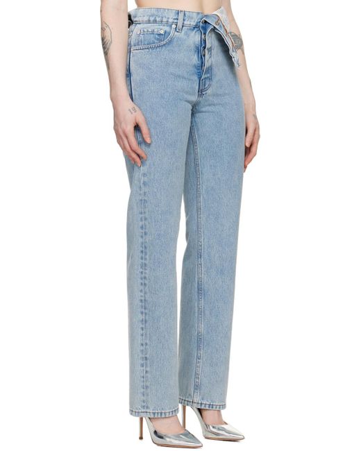 Y. Project Blue Asymmetric Waist Jeans