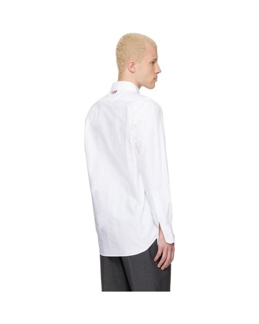 Thom Browne White Scenic Sailboat & Shark Oxford Shirt for men