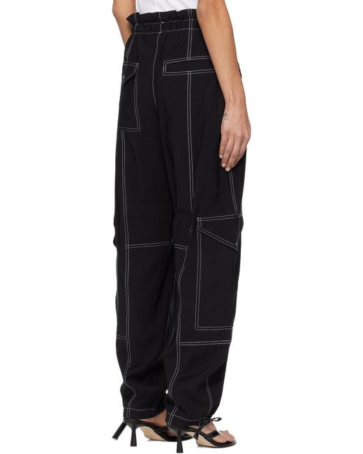 Ganni Black Light Slub Pocket Trousers