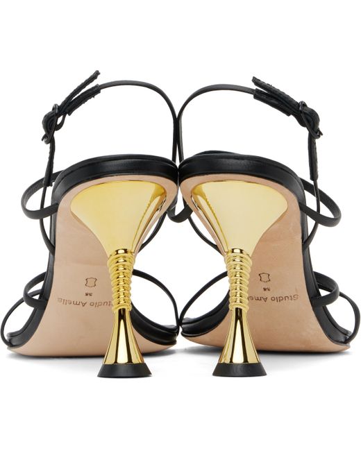 STUDIO AMELIA Black Helix 90 Heeled Sandals