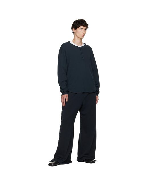 Les Tien Blue Heavyweight Party Snap Sweatpants for men
