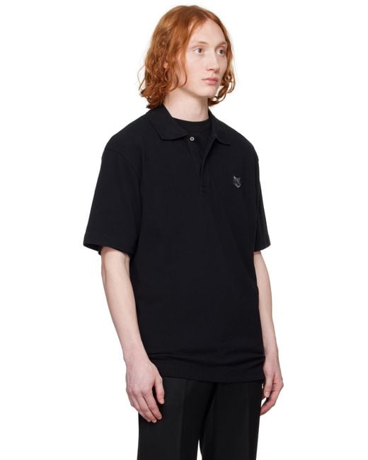 Maison Kitsuné Black Bold Fox Head Patch Comfort Polo for men