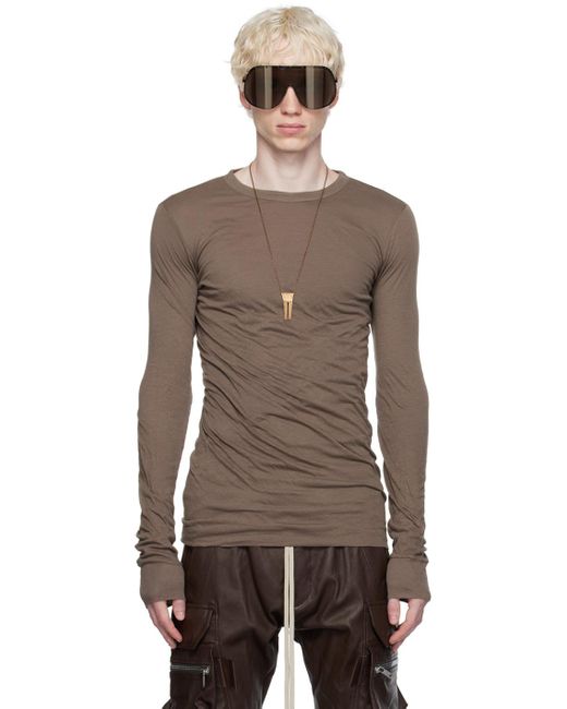 Rick Owens Brown Gray Double Long Sleeve T-shirt for men