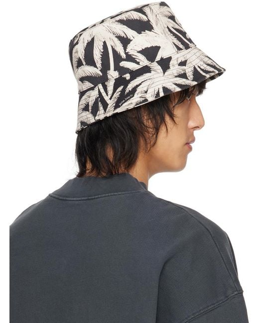 Palm Angels Black Off- Allover Palms Bucket Hat for men