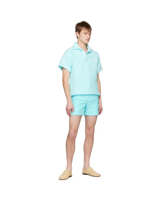 young n sang Blue Sequinned Shorts for men