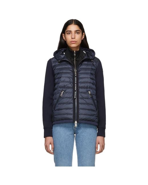 Moncler Blue Navy Knit Combo Hooded Jacket