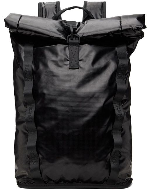 Rains Black Sibu Rolltop Backpack for men