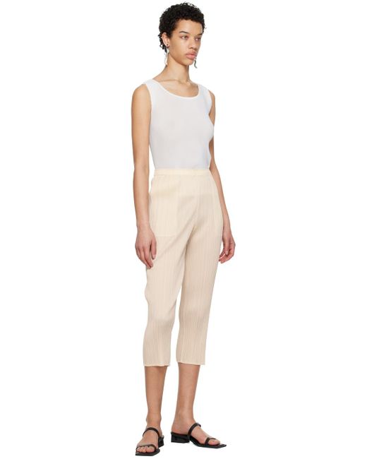 Pleats Please Issey Miyake Natural Off-white Monthly Colors April Trousers