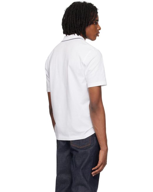 メンズ Ferragamo ホワイト ロゴ刺繍 ポロシャツ White