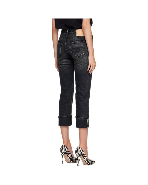 R13 Black Cuffed Boy Straight Jeans