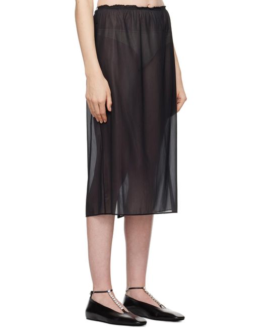 Carven Black Sheer Midi Skirt