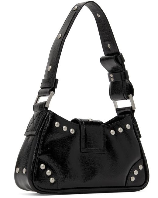 M I S B H V Black Leather Studded Small Bag