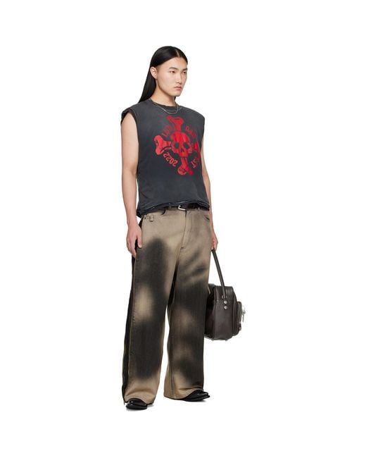Lu'u Dan Black Side Zip Jeans for men