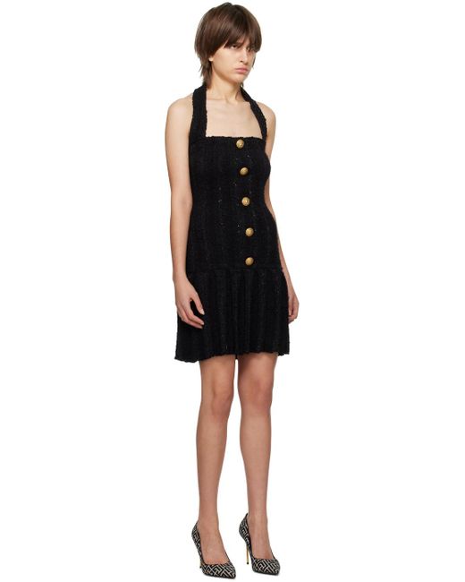 Balmain ホルターネック ミニワンピース Black