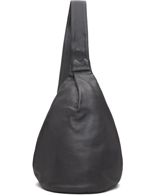 Yohji Yamamoto Black Tuck Sling Medium Bag