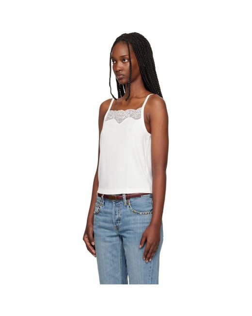 Re/done Black Off- Lace Ribbed Camisole