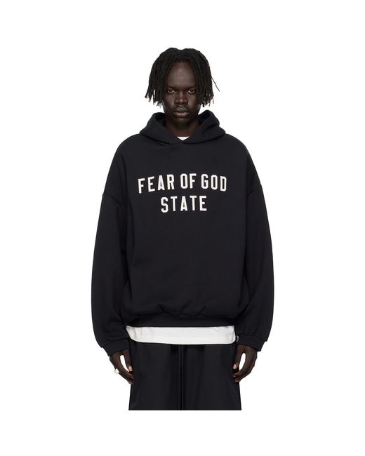 Fear Of God Black 90S Fit Fleece Hoodie for men