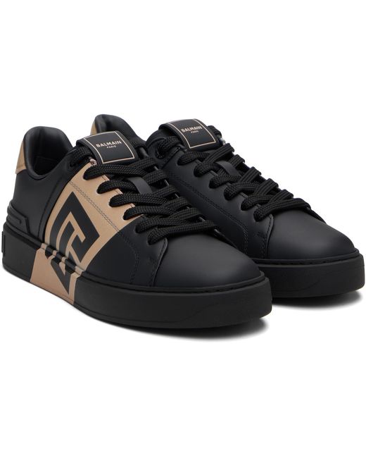 Balmain Black Tan B-Court Sneakers for men