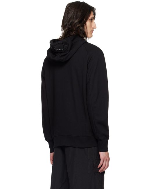 C P Company Black Goggle Hoodie for men