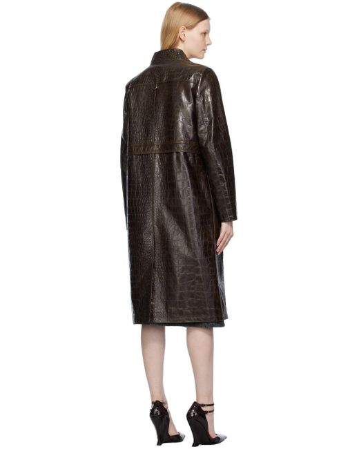 Saks Potts Black Brown Maxos Leather Coat for men