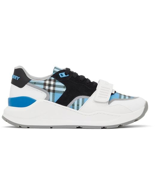 Burberry Blue Check Ramsey Low Sneakers for Men | Lyst