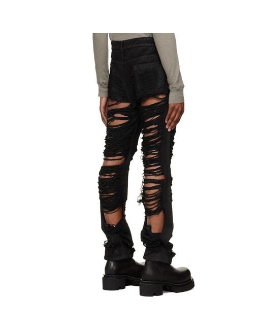 Rick Owens Black Tower Fog Cut Jeans for men