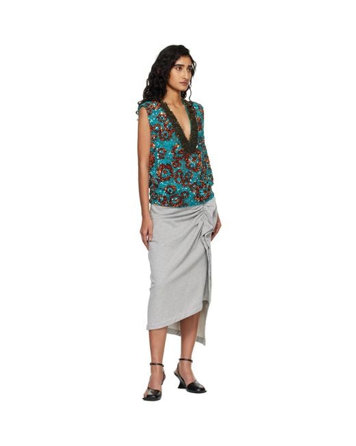 Dries Van Noten Blue Sequinned Top