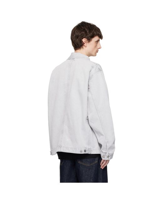 Carhartt White Og Double Front Denim Jacket for men