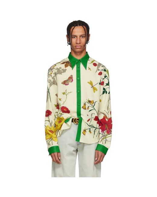 Chemise fleurie multicolore Shamrock Gucci pour homme en coloris Vert | Lyst