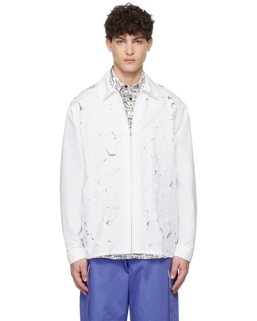 Marni White Cut Out Long Sleeve Shirt for men