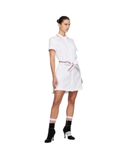 Thom Browne Black Solid Poplin Bow Minidress