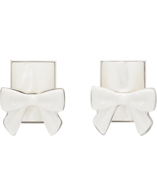 ShuShu/Tong Black Yvmin Edition Ceramics Bowknot Square Earrings