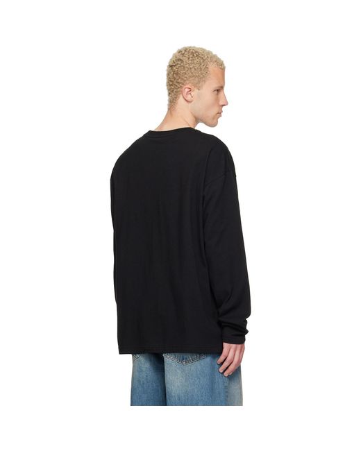 we11done Black Gradient Logo Long-Sleeved T-Shirt for men