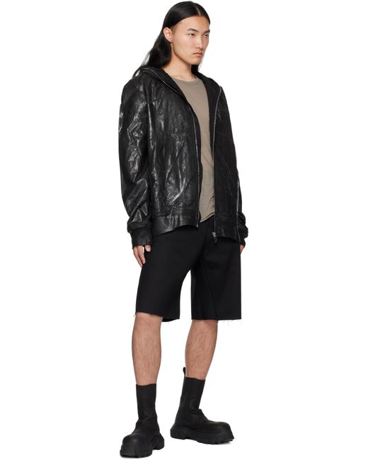 Rick Owens Black Hollywood Geth Cutoffs Denim Shorts for men