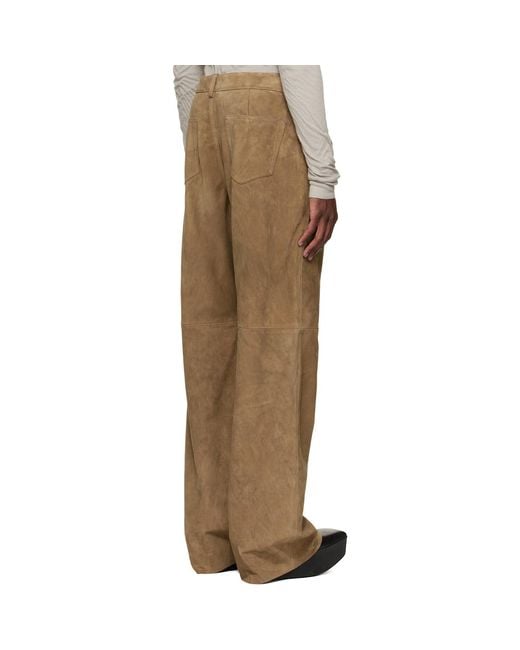 Rick Owens Natural Temple Geth Suede Pants for men