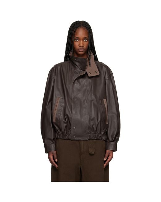 Lemaire Black Soft Blouson Leather Jacket