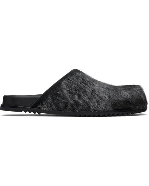 Rick Owens Black Gunmetal Hollywood Granola Mules for men