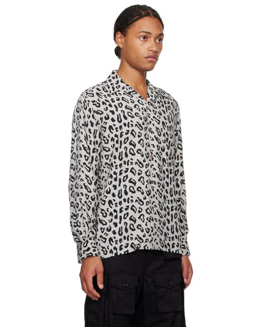 Wacko Maria Leopard Open Collar Shirt in Black for Men | Lyst UK 