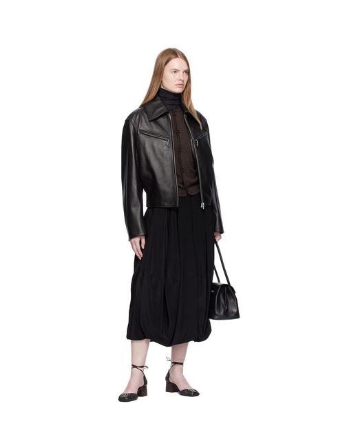 Lemaire Black Boxy Leather Blouson Jacket