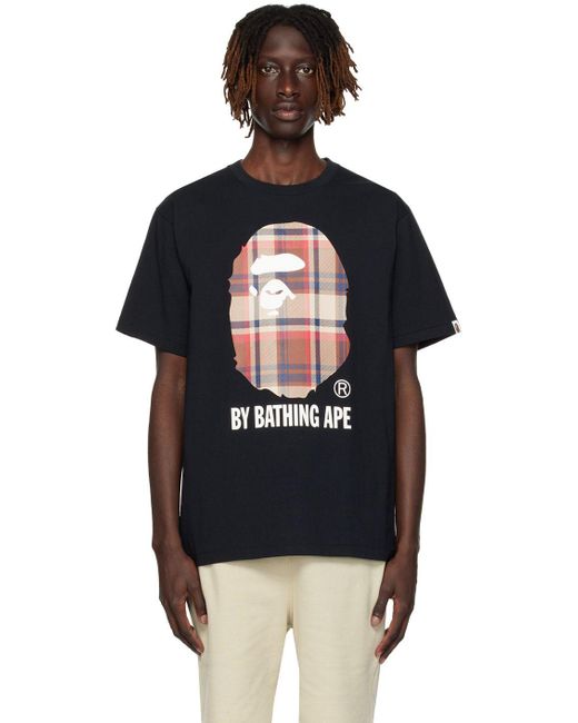 A Bathing Ape Black Check T-shirt for Men | Lyst