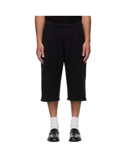 Les Tien Black Part Snap Shorts for men