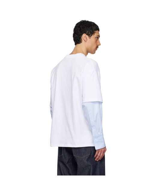 Egonlab White Sculpted Cotton Shirt T-Shirt for men