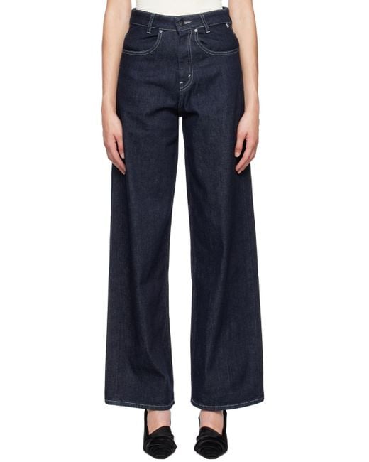 BITE STUDIOS Wide-leg Raw Denim Jeans in Denim dk Blue (Blue) | Lyst