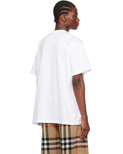 T-shirt blanc à logo contrecollé Burberry pour homme en coloris White